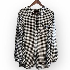 Lane Bryant 22/24 Modern Preppy French Chic Gingham Top w/Convertible Sleeves